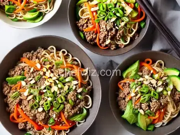Asian Ground Beef Noodle Bowls