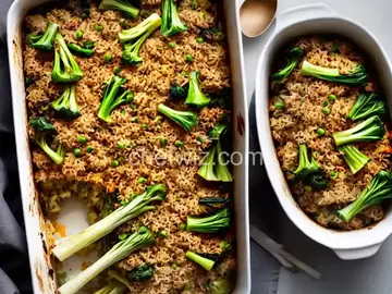 Baked Rice with Leeks and Bok Choy