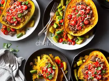 Baked Spaghetti Squash with Beef and Veggies