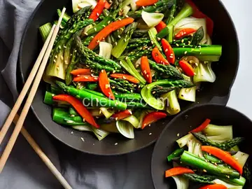 Bok Choy and Asparagus Stir-Fry