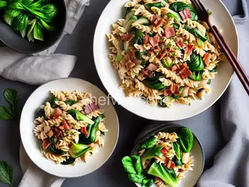 Bok Choy and Bacon Pasta