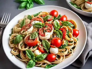 Caprese Pasta with Thai Basil