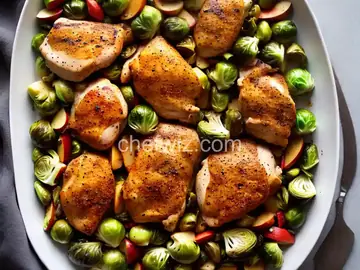 Chicken, Apple, and Brussels Sprout Sheet Pan Dinner