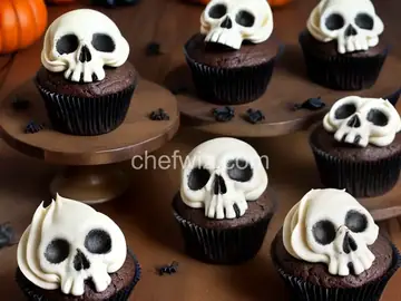 Creepy Halloween Skull Cupcakes