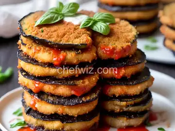 Crispy Eggplant Parmesan Stacks