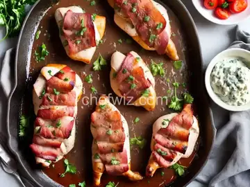 Gorgonzola-Stuffed Chicken Breasts Wrapped in Bacon
