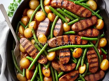 Grilled Sausage with Potatoes and Green Beans