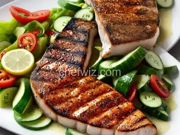 Grilled Swordfish Steaks with Cucumber Sauce