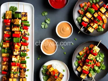 Grilled Tofu Skewers with Sriracha Sauce