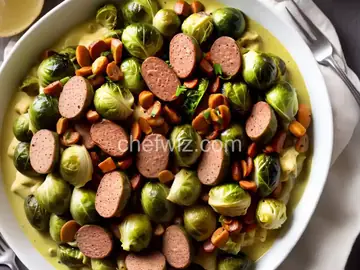 Kielbasa with Brussels Sprouts in Mustard Cream Sauce