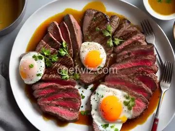 Minute Steak and Egg with Red Hot Butter Sauce