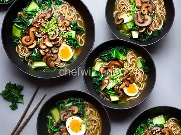 Mushroom, Kale, and Bok Choy Ramen