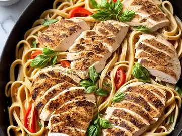 Oven Chicken and Linguini