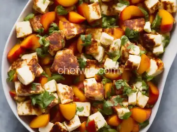 Peach Salsa Halloumi Bowls