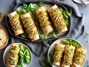 Pesto Cheesy Chicken Rolls