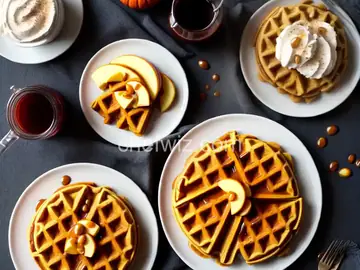 Pumpkin Waffles with Apple Cider Syrup