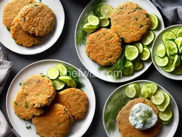 Salmon Patties with Dill Sauce