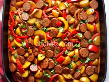 Sausage, Peppers, Onions, and Potato Bake