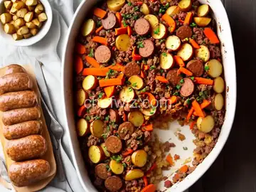 Sausage, Potato, Carrot Bake