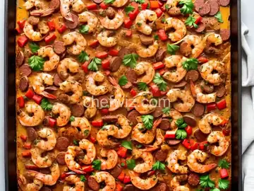 Sheet Pan Shrimp and Sausage Bake
