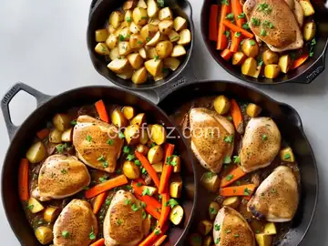 Skillet Chicken Thighs with Carrots and Potatoes