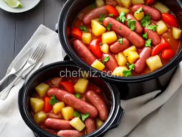 Slow Cooker Sweet and Sour Kielbasa with Pineapple
