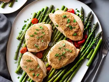 Stuffed Chicken Breasts with Asparagus and Parmesan Rice
