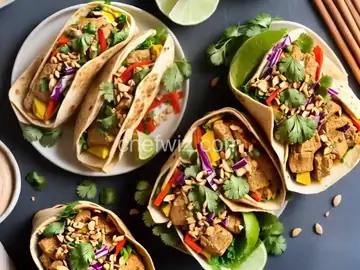 Thai Tofu Burritos with Peanut Sauce