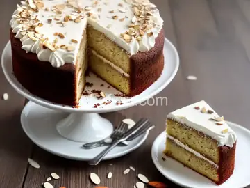 Toasted Almond and Coconut Cake with White Chocolate Ganache