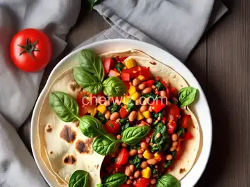 Tomato Spinach and Bean Burrito