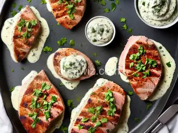 Tuna Steaks with Garlic-Herb Cream Sauce
