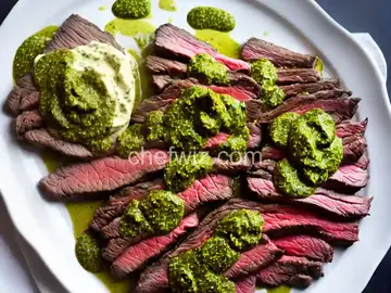 15-Minute Grilled Skirt Steak with Pesto Butter