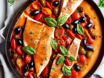 Agghiotta di Pesce Spada (Sicilian Braised Swordfish With Tomatoes and Olives)