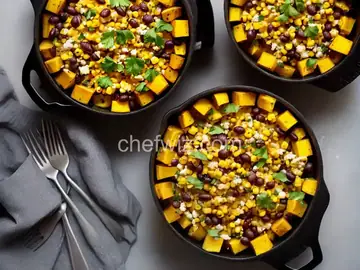 Air Fryer Acorn Squash with Black Beans, Corn, and Cheese