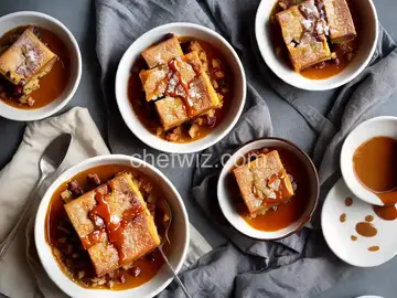 Almond Bread Pudding with Salted Caramel Sauce