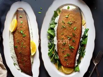 Almond-Crusted Trout with White Grits and Swiss Chard