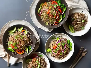 Almond-Sesame Soba Zoodles with Quick-Pickled Veggies