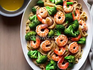 Angel Hair Pasta with Garlic Shrimp and Broccoli