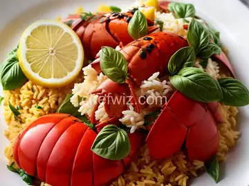 Angry Lobster with Lemon Rice and Crispy Basil