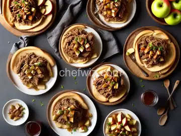 Apple Cider Pulled Pork with Caramelized Onion and Apples