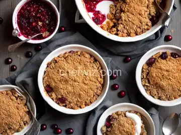 Apple Crisp with Cranberry Sauce