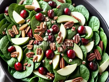Apple, Pecan, Cranberry, and Avocado Spinach Salad with Balsamic Dressing