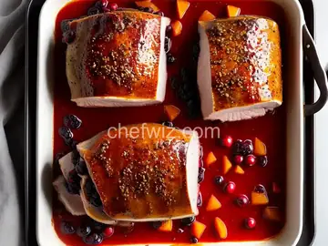 Apricot and Cranberry Stuffed Roast Pork Loin With Port Wine Pan Sauce