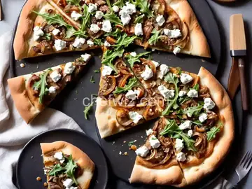 Arugula, Caramelized Onion and Goat Cheese Pizza