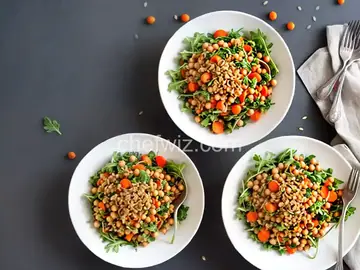 Arugula, Carrot and Chickpea Salad with Wheat Berries