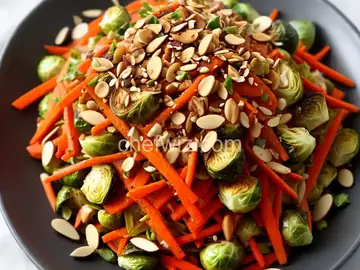 Asian Brussels Sprout Slaw with Carrots and Almonds
