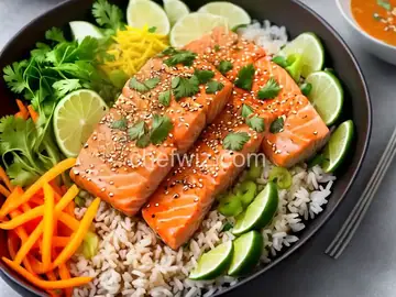 Asian Salmon Bowl with Lime Drizzle