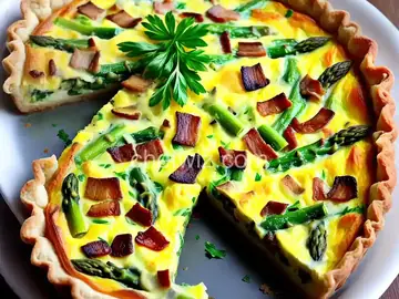Asparagus Mushroom Bacon Crustless Quiche
