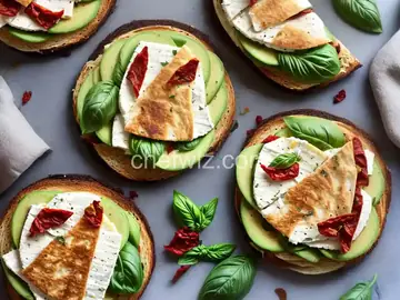 Avocado Panini with Brie, Mozzarella, Sun Dried Tomatoes, and Basil Recipe