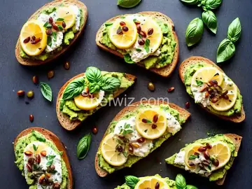 Avocado Toast With Ricotta, Olive Oil, Lemon Zest, and Basil Recipe